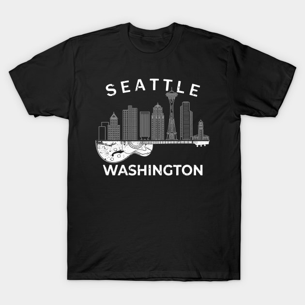 Seattle Souvenir Men Washington Gift Music Electric Guitar T-Shirt by PomegranatePower